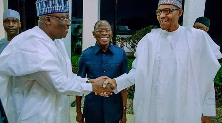 9th Senate: Lawan, Goje Meet Buhari