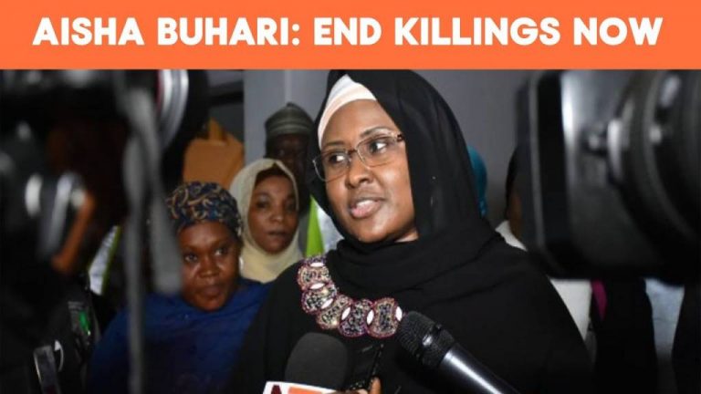 Aisha Buhari tells security agencies to act now to stop killings